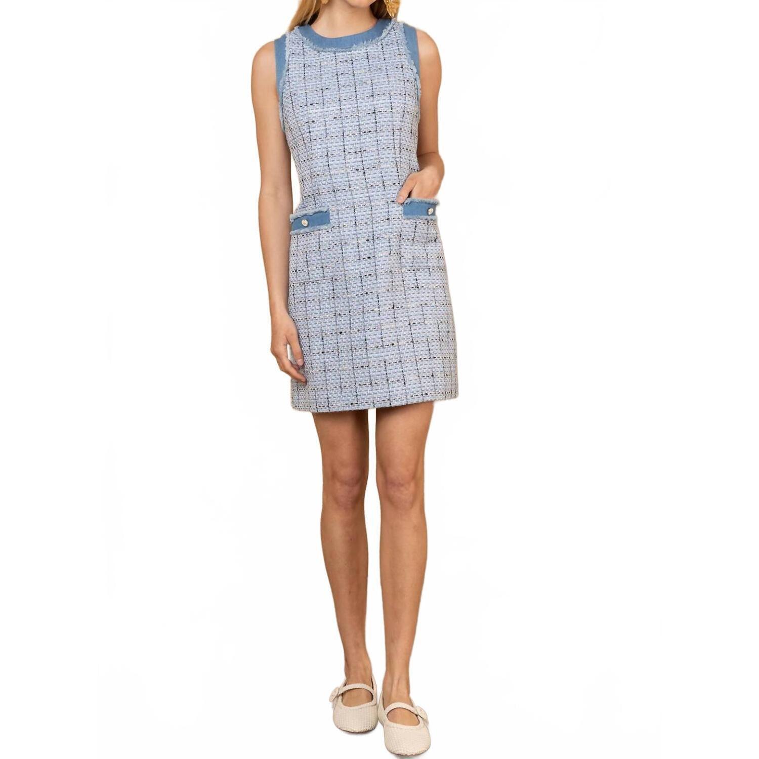 New Hale Bob Luisa Tweed Dress In Blue